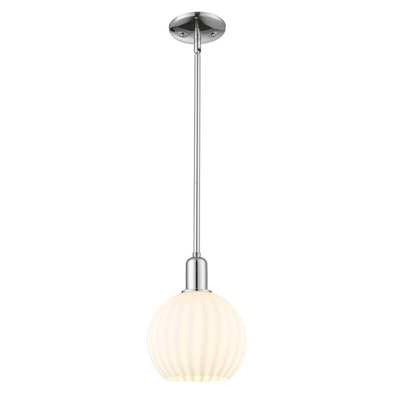 Innovations Lighting Endless Possibilities Arcadia - White Venetian - 1 Light 8" Stem Hung Mini Pendant - Polished Chrome