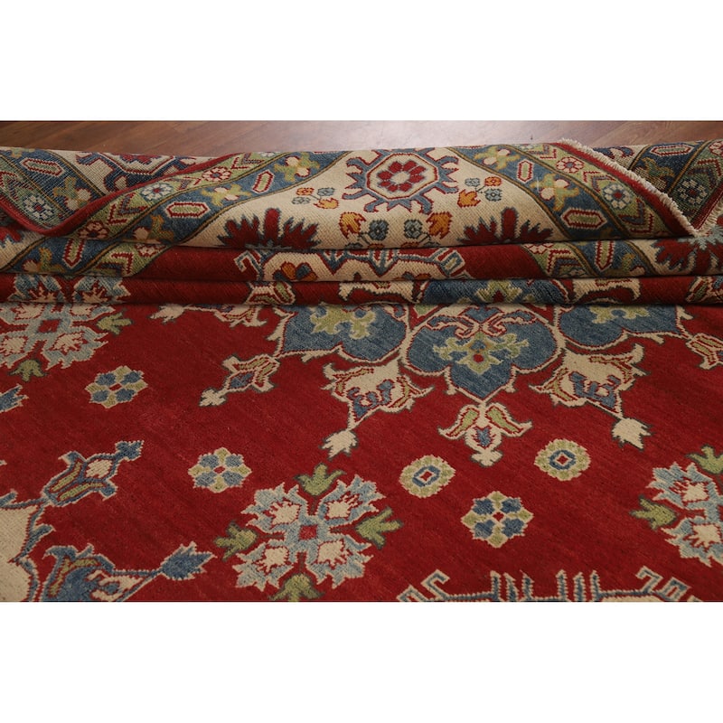 Hand Knotted Oriental 100% Wool Carpet Traditional Geometric Red Kazak Area Rug - 15' 10'' X 9' 9''