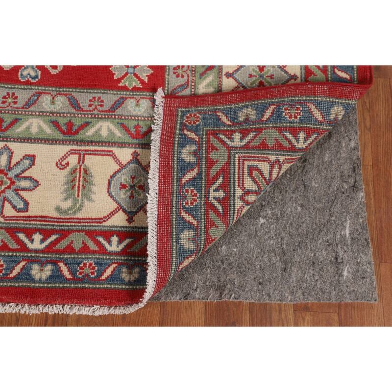 Traditional Red Geometric Kazak Oriental Area Rug Handmade Wool Carpet - 8'1" x 10'0"