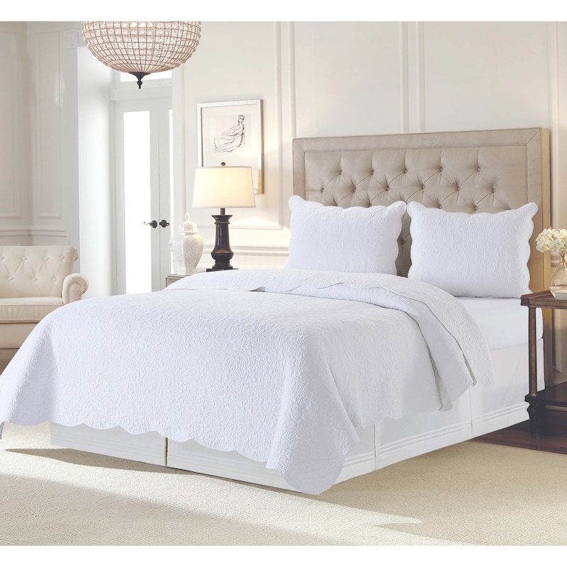 Christiana Cotton Reversible Machine Washable Quilt Set - King - White