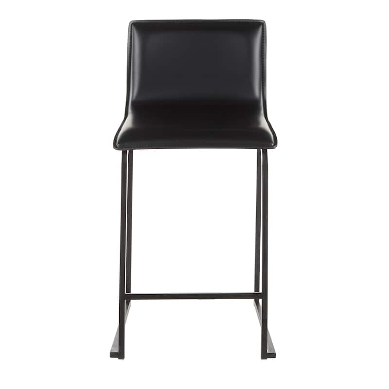 Porch & Den Mara Upholstered Counter Stool in Black Metal (Set of 2) - N/A - Black