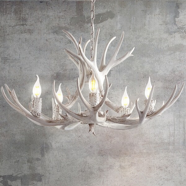 Apollo Adjustable Resin Antler 5 Light LED Chandelier by JONATHAN Y 30