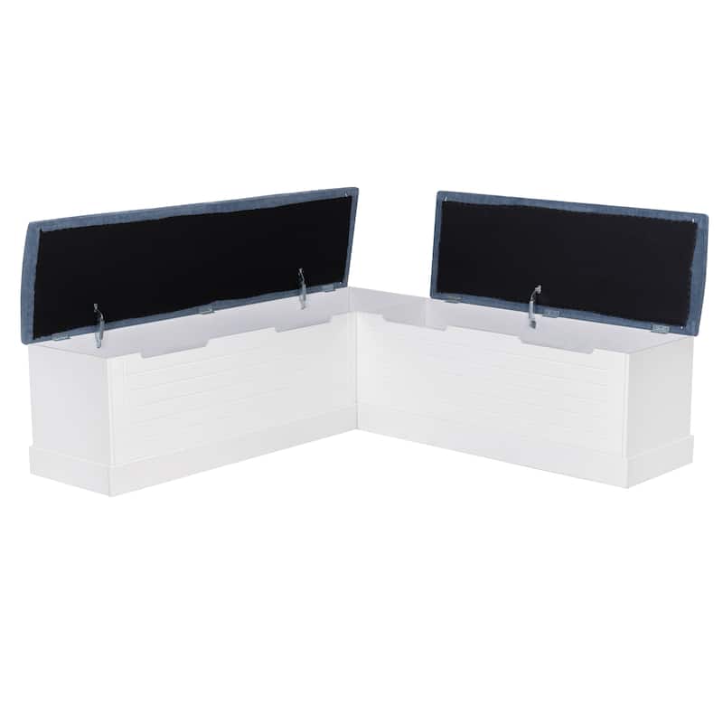 Nova L-Shaped Corner Nook with Blue Cushion and Storage