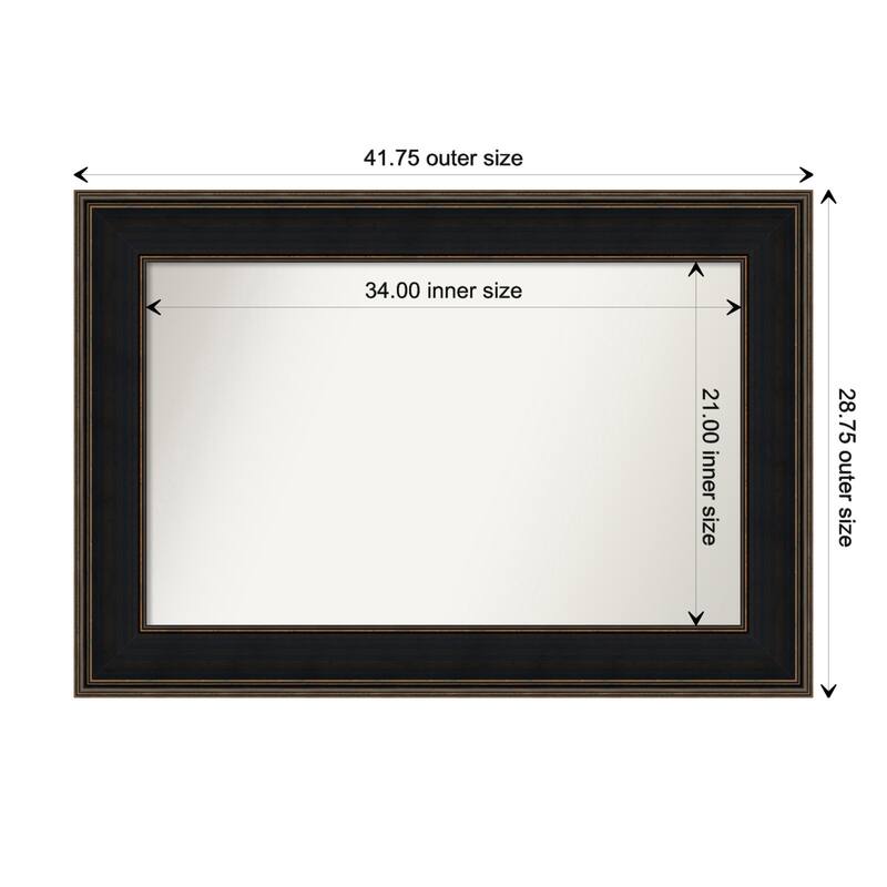Mezzanine Espresso Framed Non-Beveled Custom Wall Mirror, Bathroom Vanity Mirror - Outer Size: 41.75 x 28.75