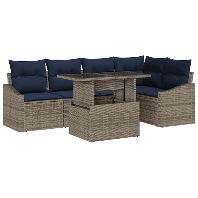 vidaXL 6 Piece Garden Sofa Set with Cushions - 91.9×48.6×27.2