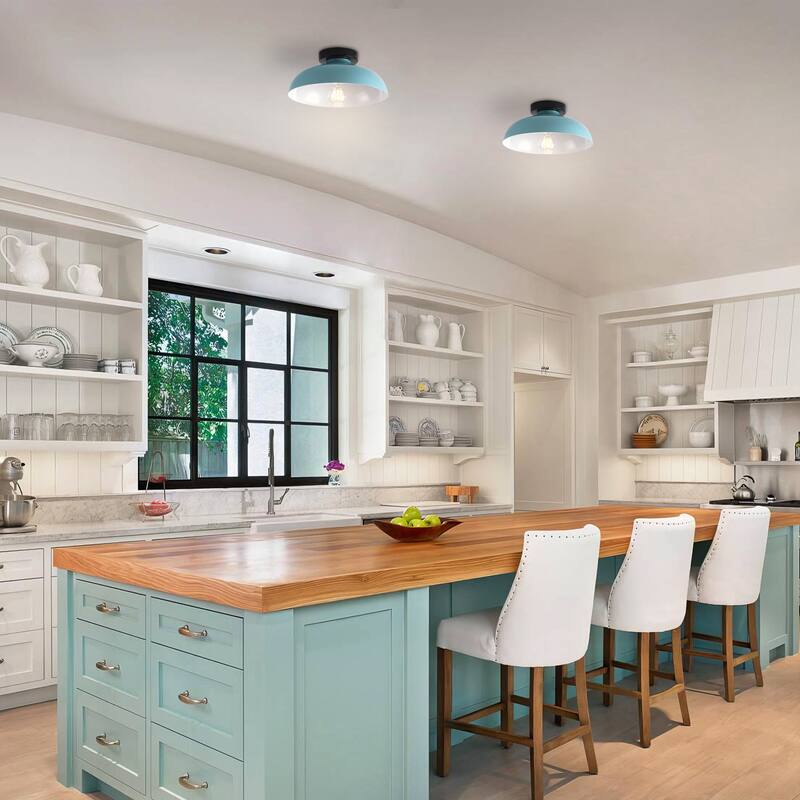 Semi Flush Mount Ceiling Light, Modern Ceiling Light Fixture for Kitchen Island Dining Room Foyer Hallway Porch Barn Loft