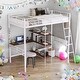 preview thumbnail 16 of 28, Modern Style Multifunctional Wood Loft Bed Frame with Built-in Desk and Shelves,Twin White