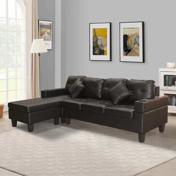 Sectional Sofa Set for Living Room with L Shape Chaise Lounge ,cup