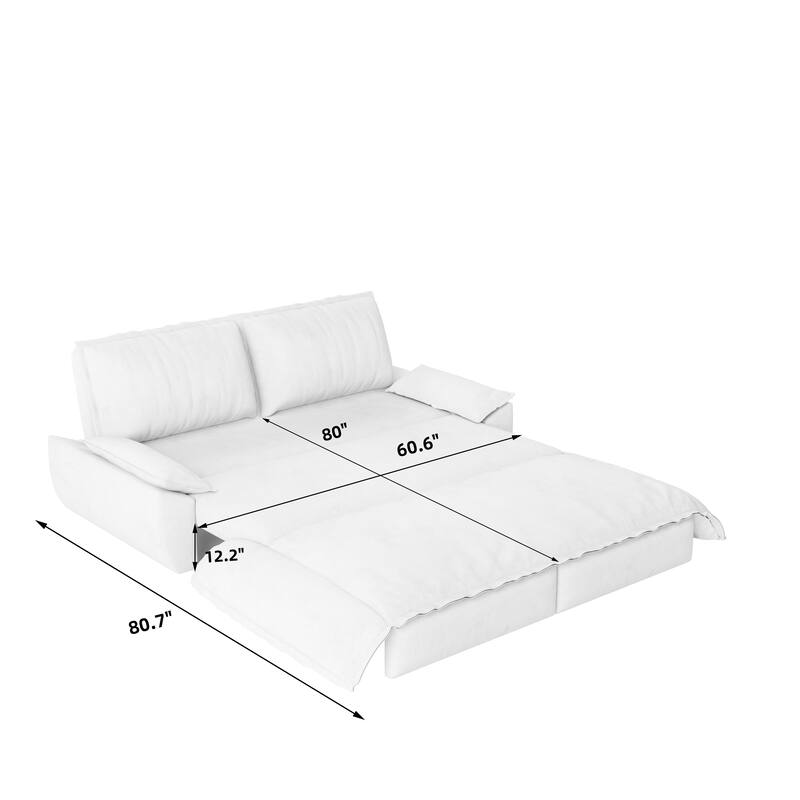 73.2" 3-in-1 Convertible Black Velvet Sofa Bed