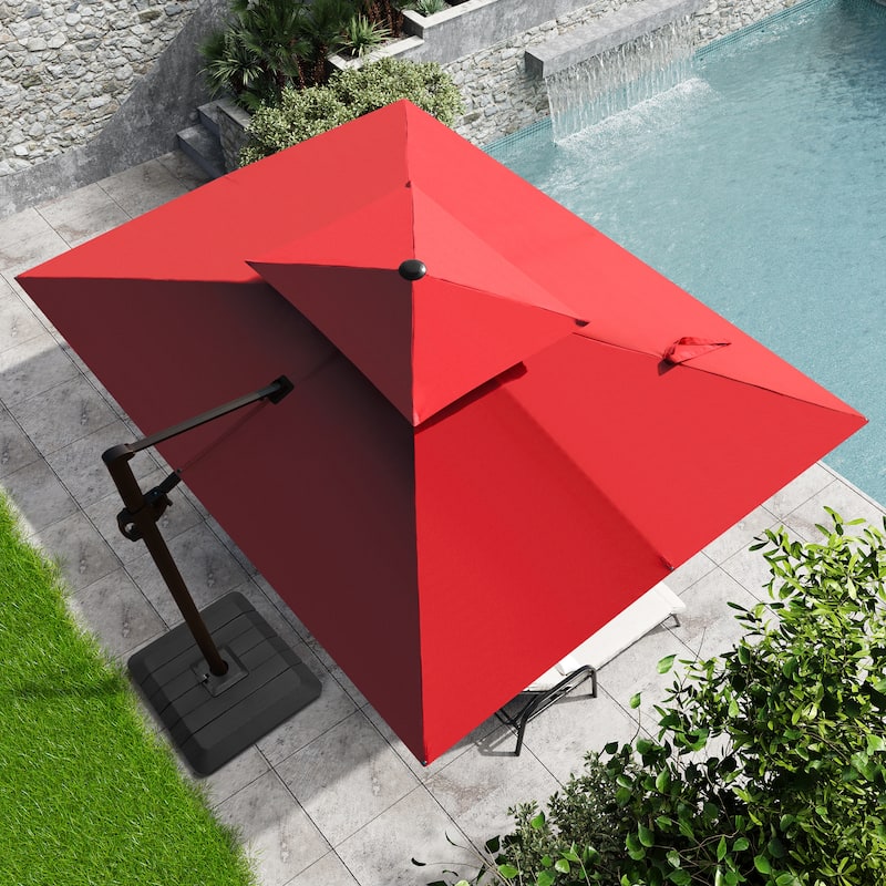 Outdoor 9 x 11 ft Patio Offset Cantilever Umbrella with Weights Base