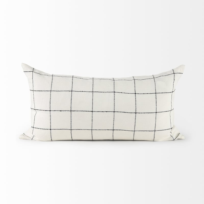 White and Black Grid Accent Pillow Cover