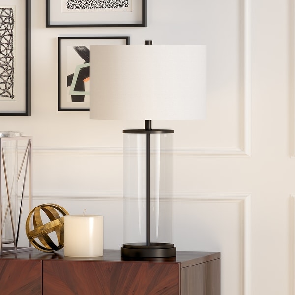 Rowan Classic Glass Table Lamp with Linen Shade Optional Finishes On Sale Bed Bath Beyond 23145222