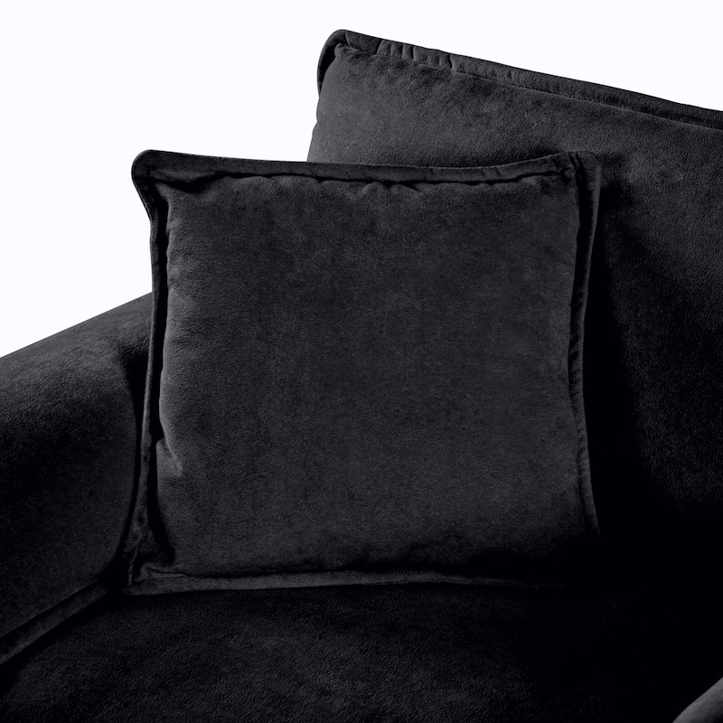 L Shaped Modular Sectional Sofa with Movable Ottoman, Oversized Chenille Cloud Couch, Comfy Upholstered 3-Seater Sofa