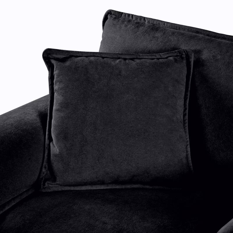 Set of 2 Accent Chairs Chenille Armchairs Deep Seat Sofa Chairs with Side Pockets, Armrest Pillows and Thickened Seat Cushions