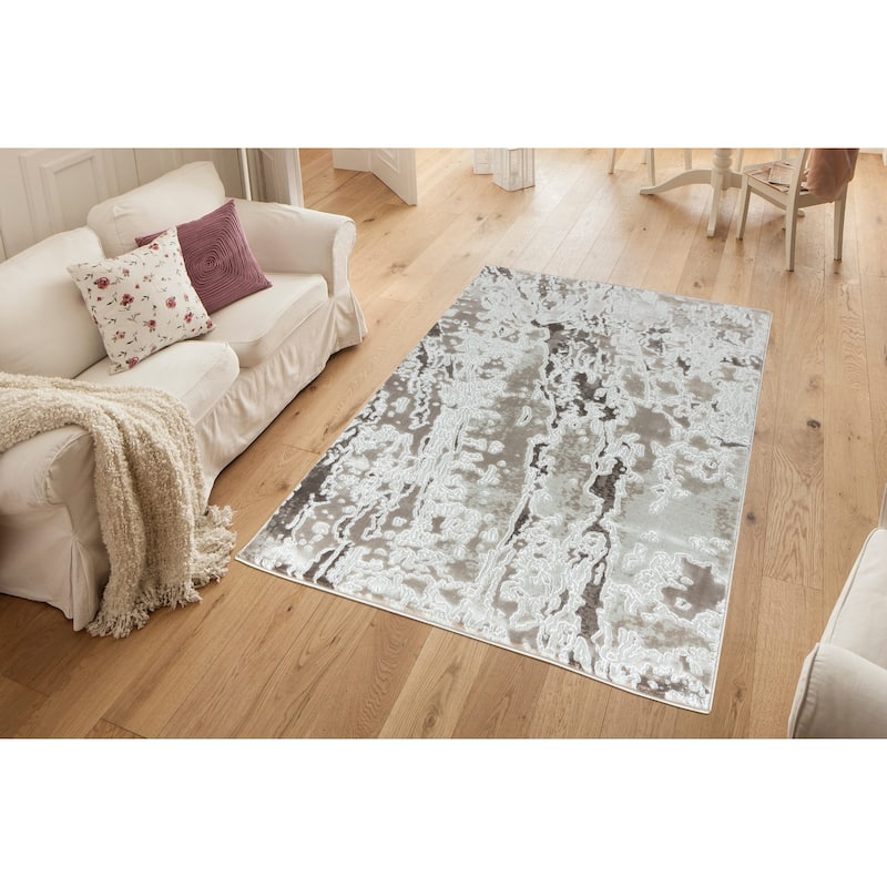 Petra Collection Brown/Beige Abstract Area Rug