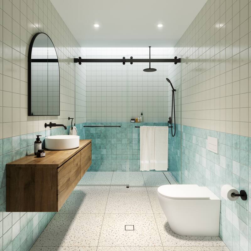 Polaris 60 in. x 78 in. Fully Frameless Glass Sliding Bypass Shower Doors with Square Hardware