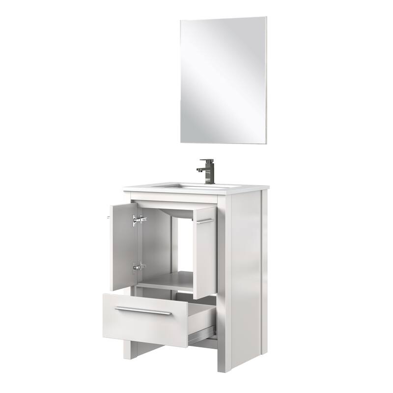 Lafarre Bath Vanity with Quartz Top, Sink, Mirror and Chrome Faucet