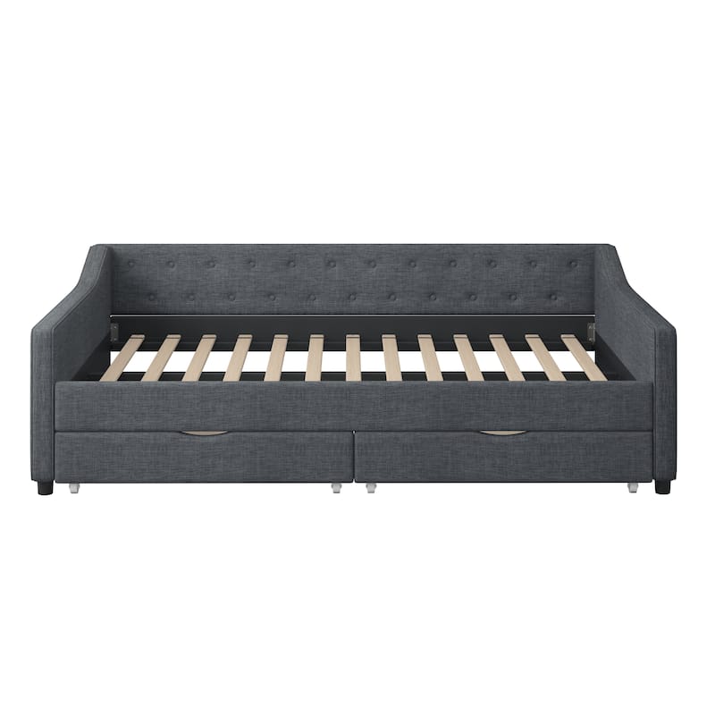 Full Size Upholstered Daybed with Drawers For Bedroom
