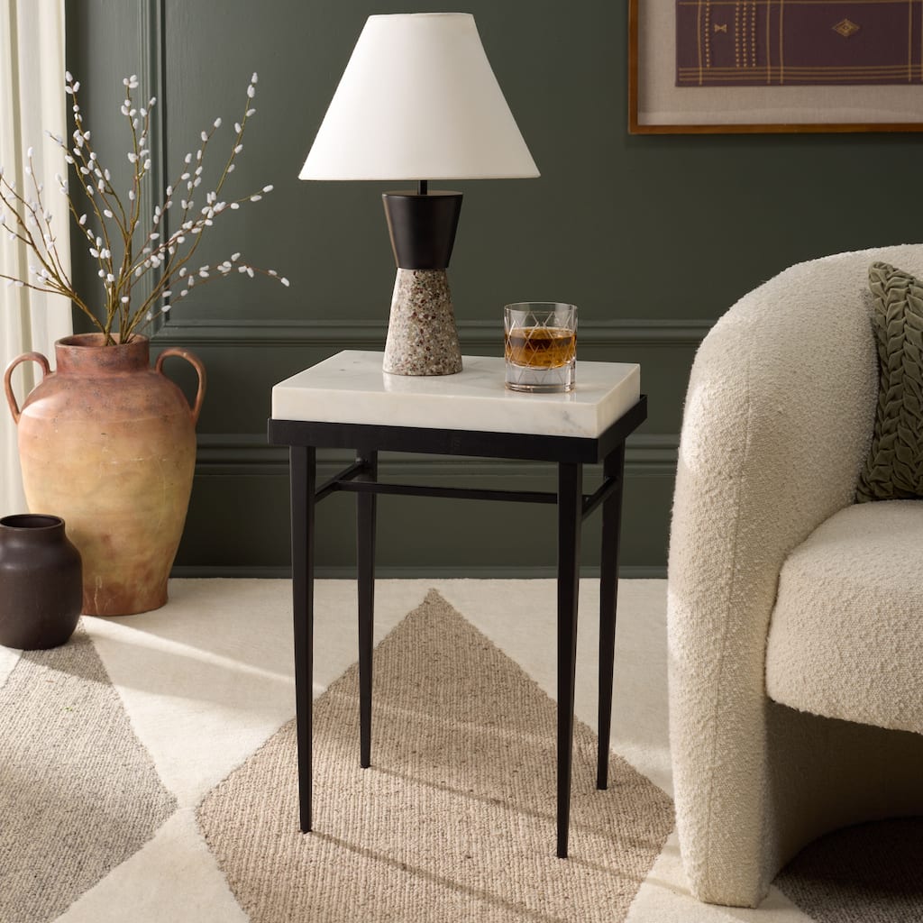 SAFAVIEH Home Eldin Marble Side Table, Fully Assembled - 17"W x 12"D x 23"H