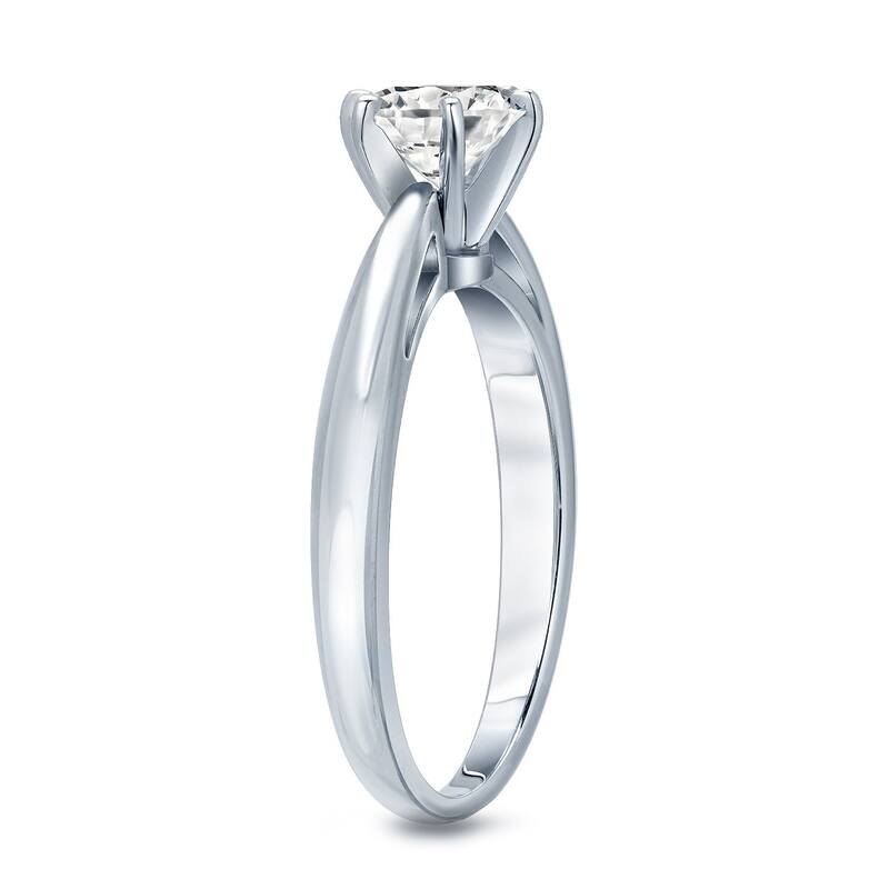 Auriya 14k Gold 1/3ctw Round Solitaire Diamond Engagement Ring 6-Prong