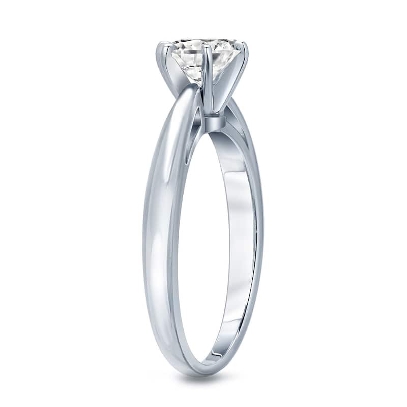Auriya 14k Gold 1ctw Round Solitaire Diamond Engagement Ring 6-Prong (I-J, SI2-SI3)