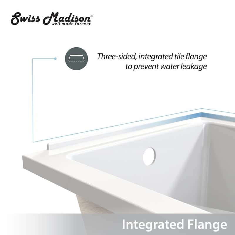 Swiss Madison Voltaire 72" Drop In Acrylic Soaking Tub with Reversible