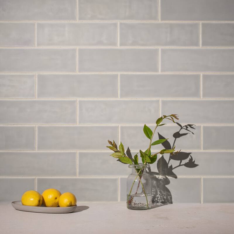 Bedouin 3.5 in. x 12 in. Ceramic Subway Wall Tile - Sample swatch - Grey Matte