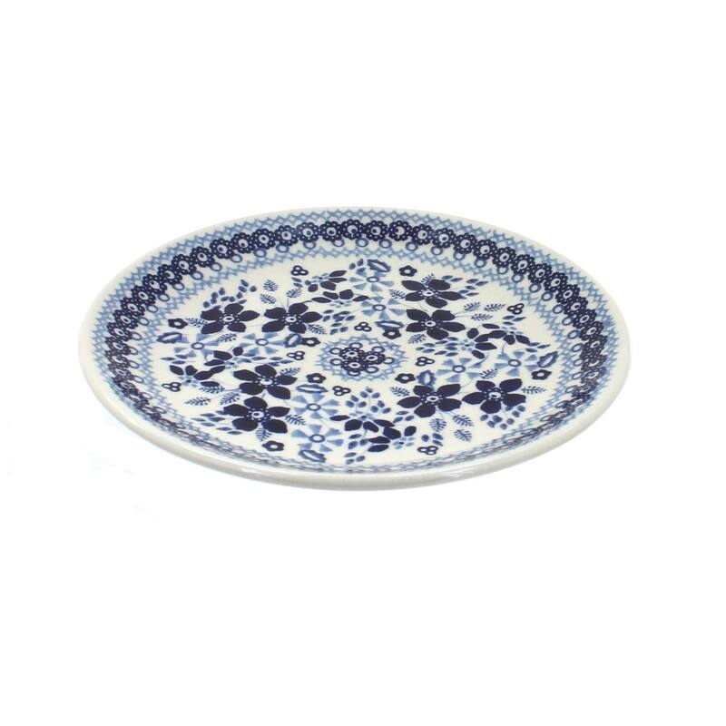 Blue Rose Polish Pottery Manufaktura Dessert Plate - Vintage Blue Daisy