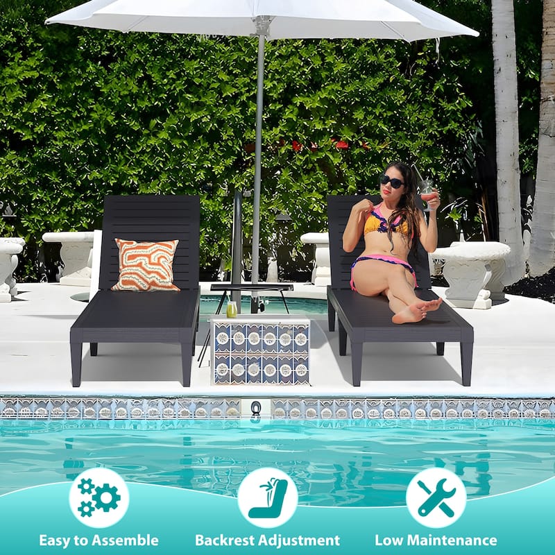 Outdoor Chaise Lounge Chair for Poolside Patio, Water-Resistant Tanning Chair Recliner with Adjustable Backrest