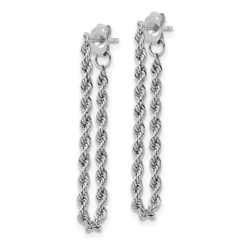 Curata 14k White Gold Polished Rope Guardian Angel Earrings - 34.6x2.15mm