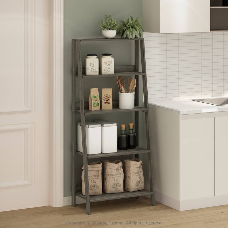 53.54 in. Tall Gray Oak Wood 5-Shelf Bookcase