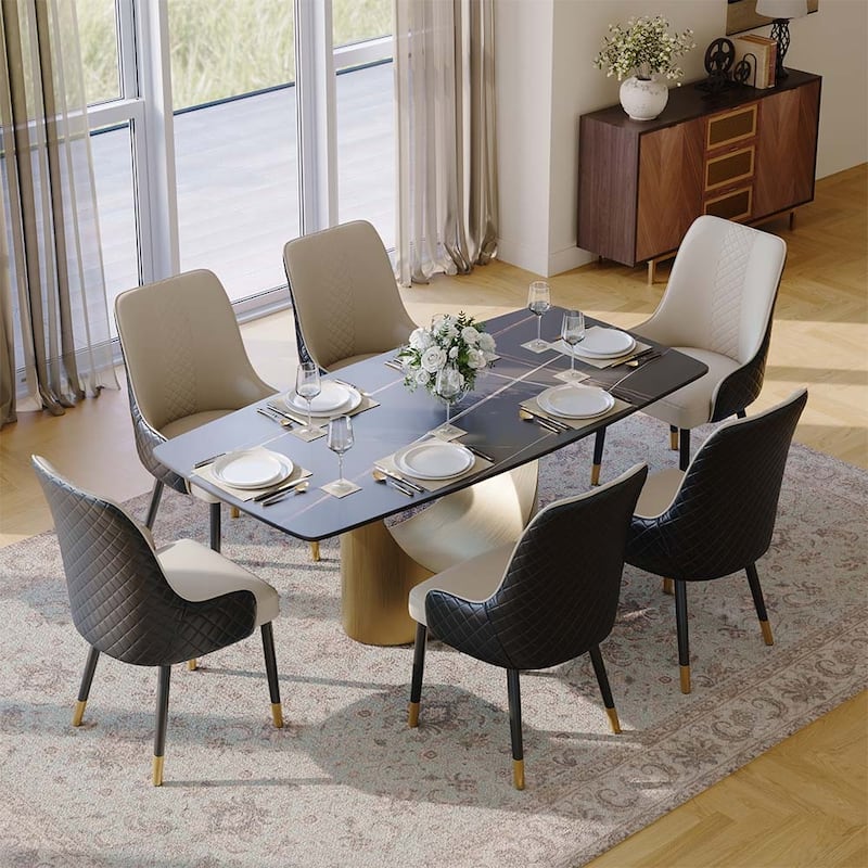 Kuna Mid-Century Faux Leather Dining Chair, Metal Legs, Density Sponge
