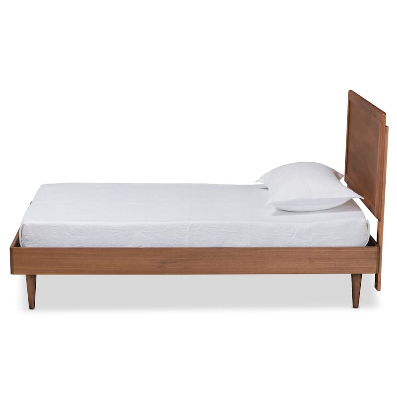 Hiro Mid-Century Modern Walnut Finished Wood Twin Size Platform Bed
