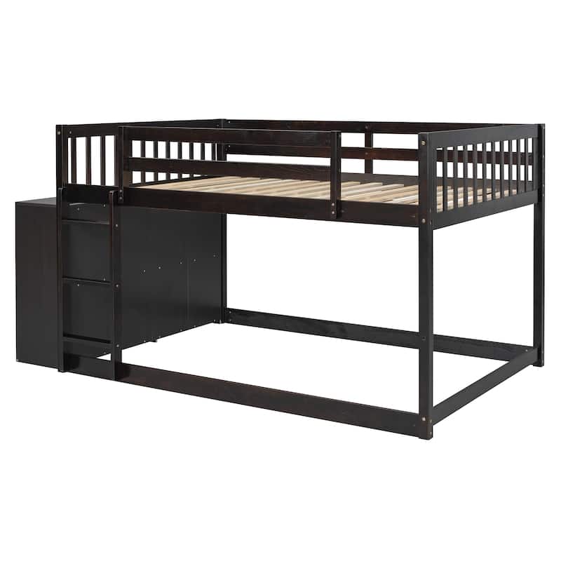 Full over Full Bunk Bed with 4 Drawers and 3 Shelves