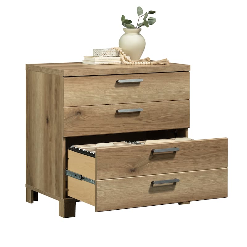 Wood Lateral File with Practical Storage, Brown