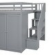 preview thumbnail 18 of 38, Full Size Wood Loft Bed With Wardrobes, Cabinets and Drawers, Gray