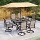 preview thumbnail 1 of 20, MAISON ARTS 7 Pieces Outdoor Patio Dining Set with Umbrella-hole Table and Textilene Dining Chairs with Beige Umbrella