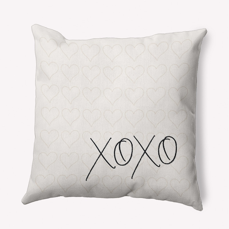XOXO with Hearts Valentine's Day Decorative Indoor Pillow - 18" x 18" - Black-White