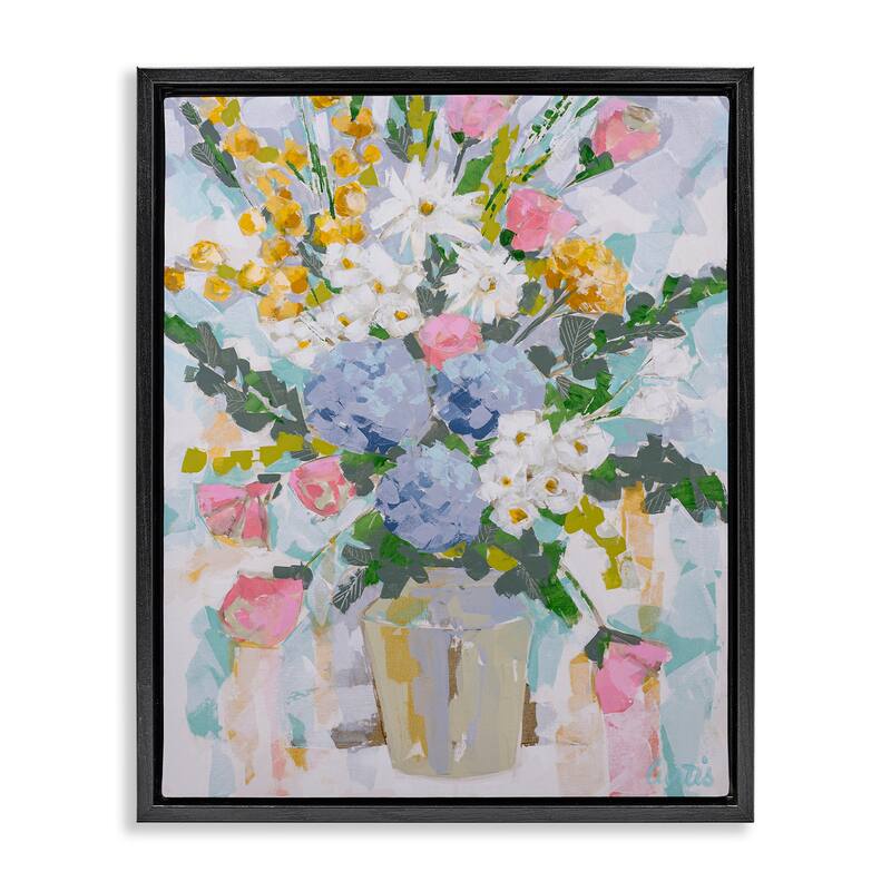 Stupell Pastel Abstract Bouquet Framed Floater Canvas Wall Art Design By Joan Curtis - 25 x 31 - Black