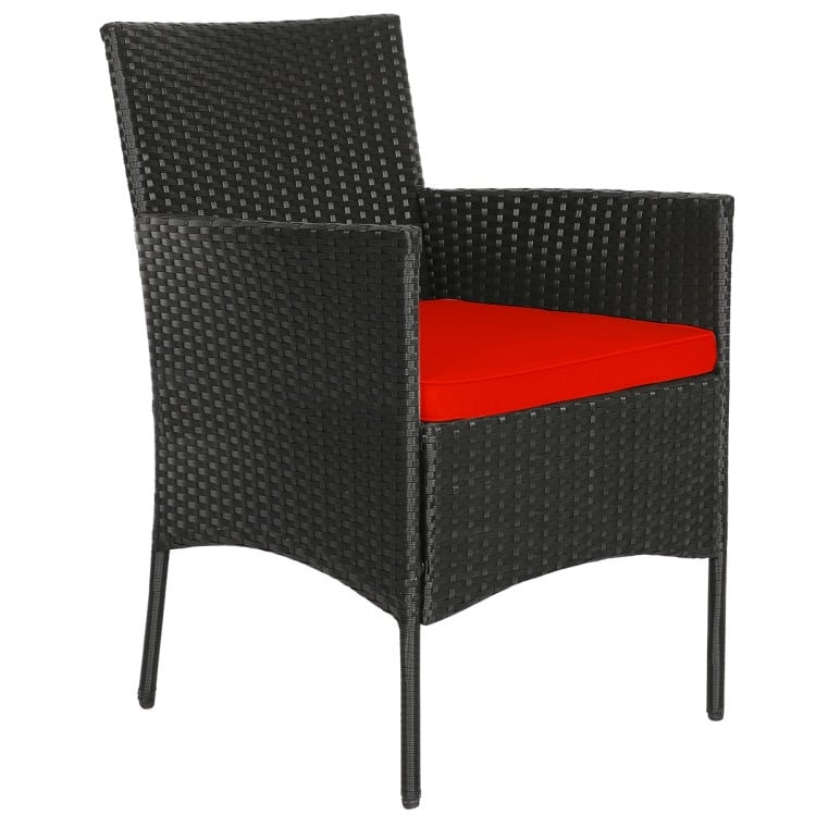 4 Pieces Patio Rattan Cushioned Sofa Set with Tempered Glass Coffee Table - 24" x 23.5" x 33" (L x W x H)