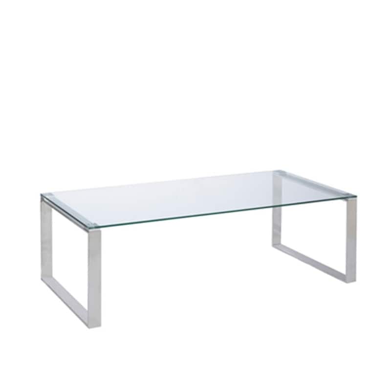 Gem Modern Tempered Glass & Stainless Steel Coffee Table (2 Size Options)