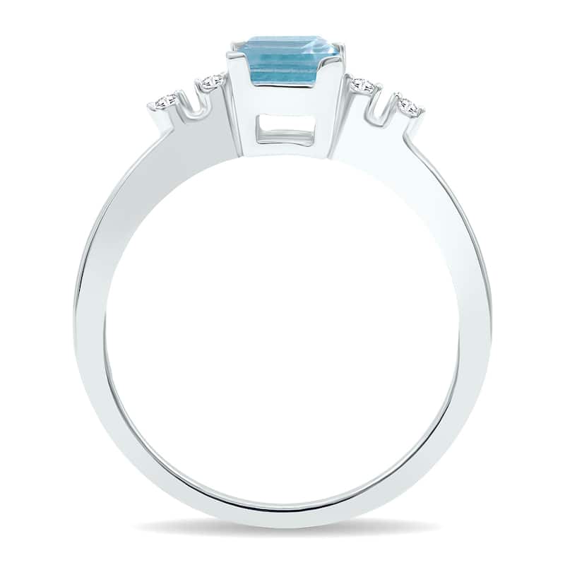 Women's Aquamarine and Diamond Sparkle Ring in 10K White Gold