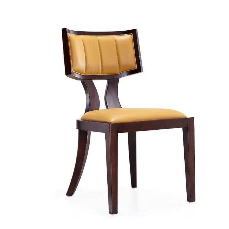 Pulitzer Pearl White and Walnut Faux Leather Dining Chair (Set of Two) - Camel