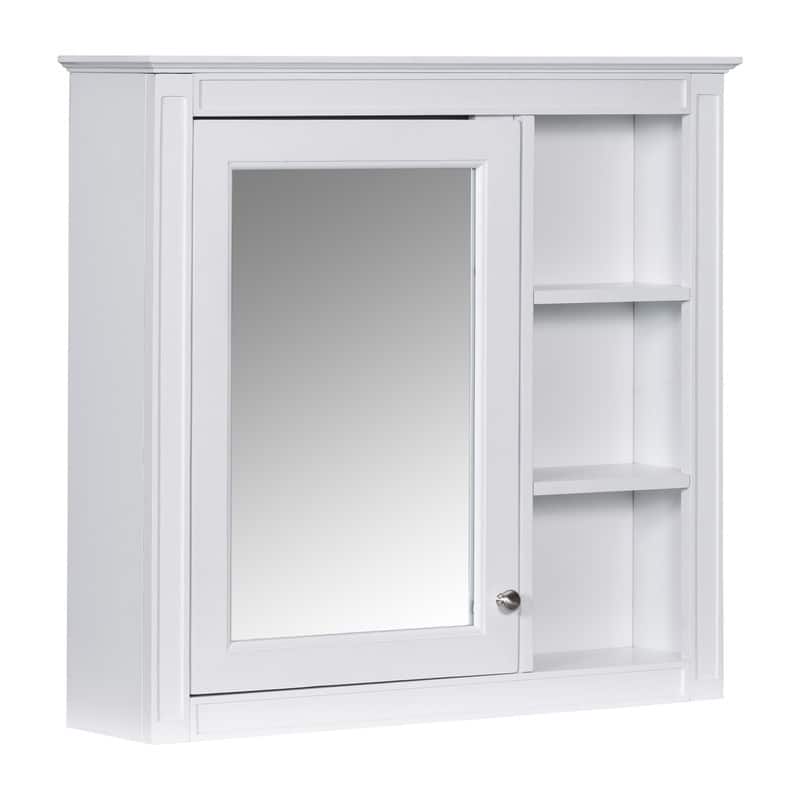 30'' x 28'' Wall Mounted Storage Cabinet for Bathroom,Mirror Cabinet with 3 Open Shelves