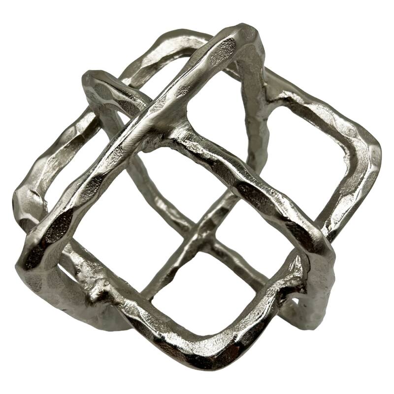 Decorative Handmade Aluminum 7.5 inch Square Sculpture - 7 x 7 x 7.5 in