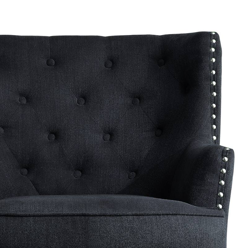 Moser Bay Mignon Velvet / Linen 30'' Wide Tufted Wingback Accent Chair