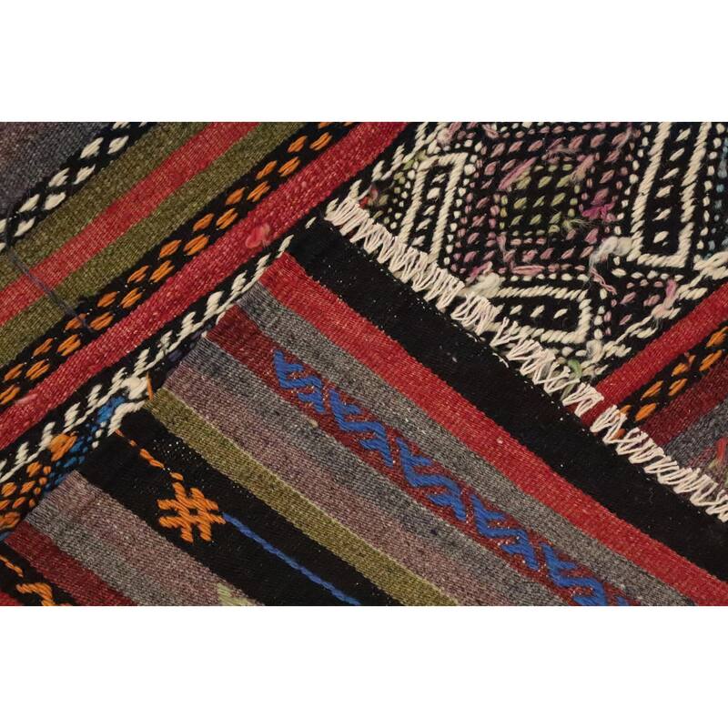 Hand Woven Oriental 100% Wool Carpet Southwestern Tribal Multi-Colored Kilim Area Rug - 7' 2'' X 6' 0''