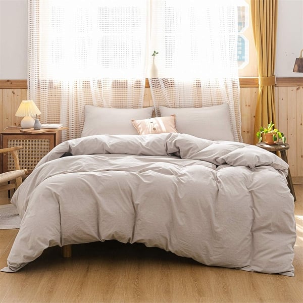 slide 2 of 5, Washable cotton breathable bedding Beige - 3 Piece - California King