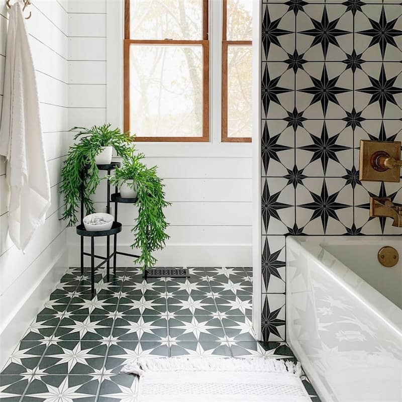 Merola Tile Stella Nero 9-3/4" x 9-3/4" Porcelain Floor and Wall Tile