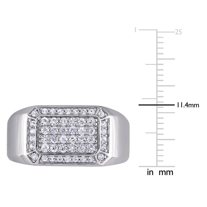 Miadora Mens White Sapphire Square Ring in Sterling Silver